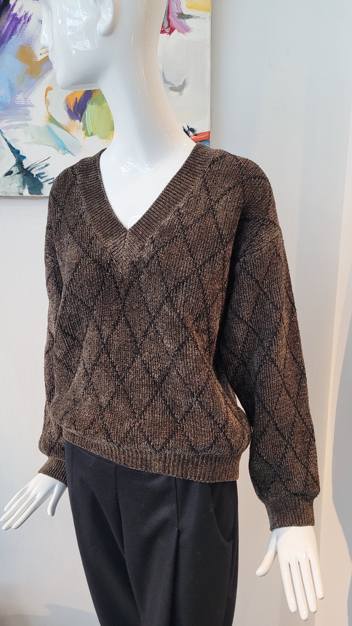 Pulli Diamant mit Lurex (braun)