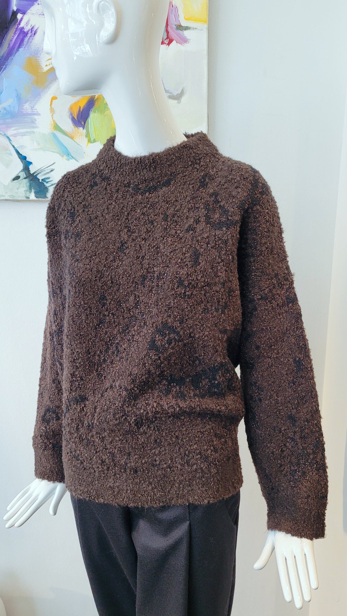 Pulli Intarsien mit Lurex (braun/Kupfer)