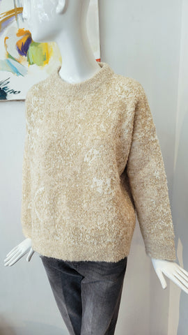 Pulli Intarsien mit Lurex (beige)