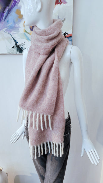 Schal kuschelig melliert m. Fransen (rosa)(-30%)