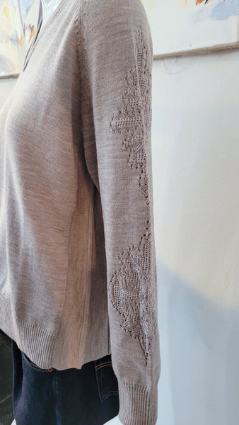 Pulli mit Ajour auf Ärmel (beige) (-50%!)