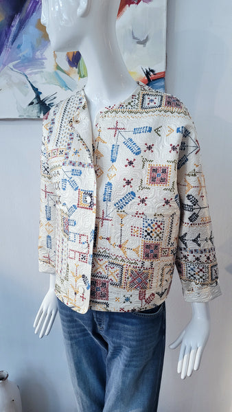 Wendejacke gesteppt (creme/multicol.), overs.