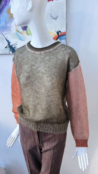Pulli Patchwork (khaki/rot)