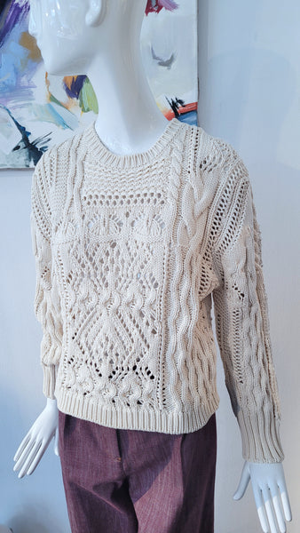 Baumwollpullover mit Zopfmuster