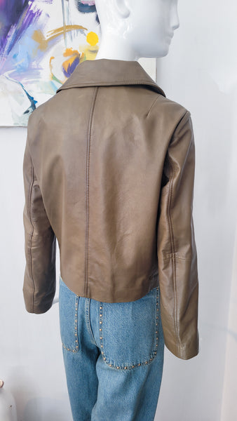 Lederjacke soft (khaki)
