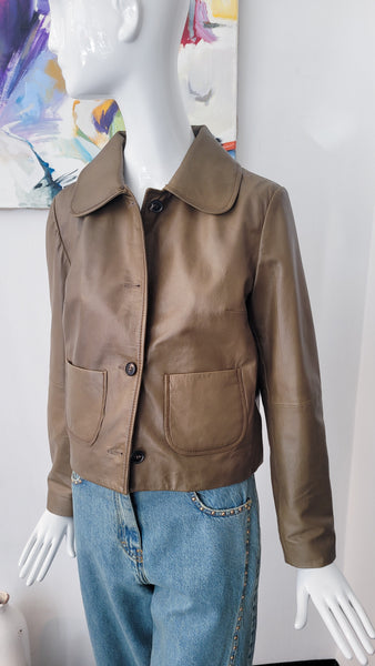 Lederjacke soft (khaki)