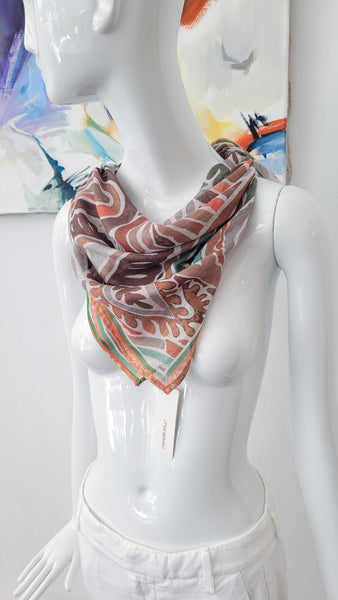 Tuch Quadrat (oran./br./grün)