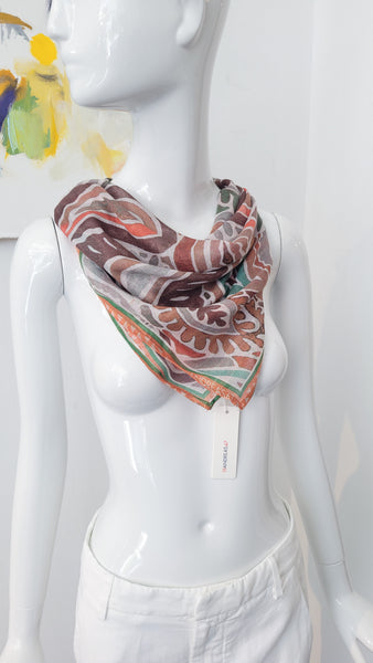 Tuch Quadrat (oran./br./grün)