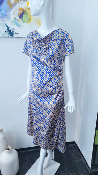Seidenkleid mit Stretch & Wasserfallkragen