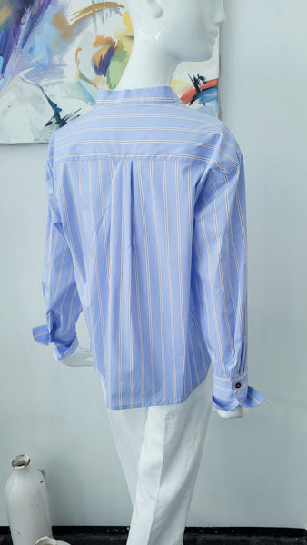 Bluse m. Stehkragen gestreift