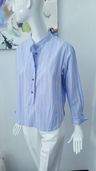 Bluse m. Stehkragen gestreift