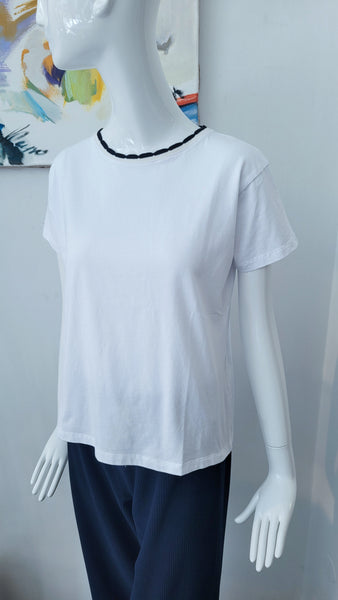 Shirt m. Strickbündchen (weiß)