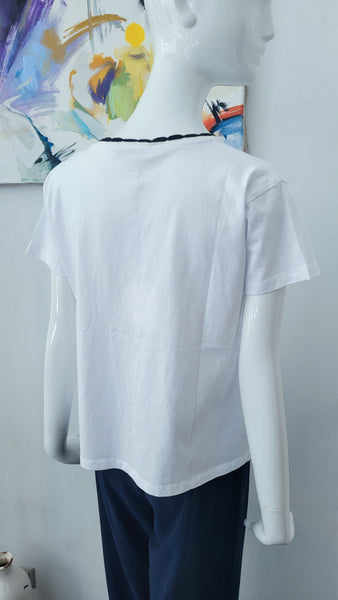 Shirt m. Strickbündchen (weiß)