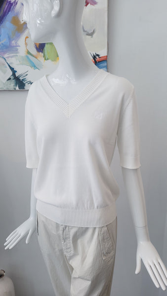 Pulli V mit Seide (creme)