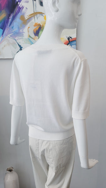 Pulli V mit Seide (creme)