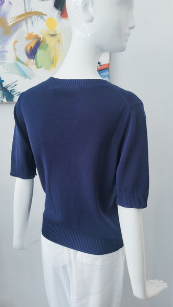 Pulli V  mit Seide (dunkelblau)