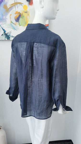 Hemd mit Leinen (dunkelblau)