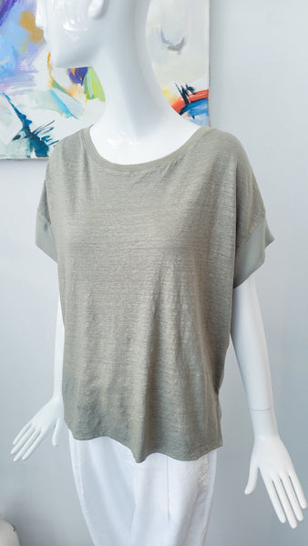Shirtbluse in Patchwork (hellkhaki)