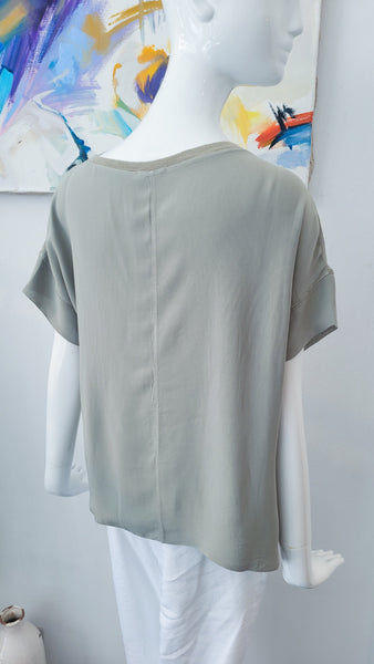 Shirtbluse in Patchwork (hellkhaki)