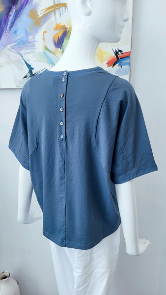 Shirt geknöpft, overs. (petrolblau)