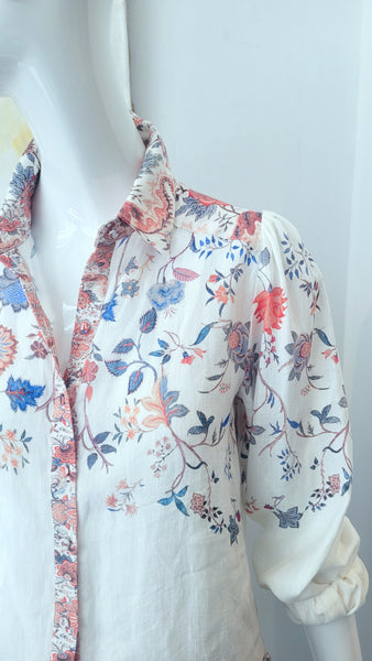 Leinenbluse mit platziertem Print