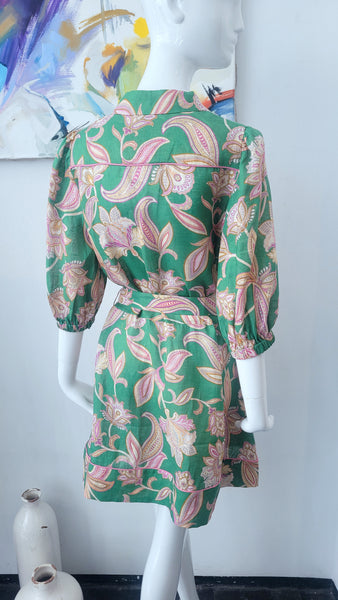 Leinenkleid mit Unterkleid (grün)