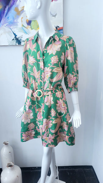 Leinenkleid mit Unterkleid (grün)