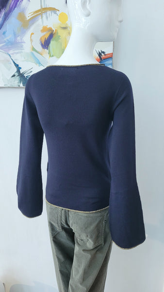 Pulli mit Goldrand (d. blau)