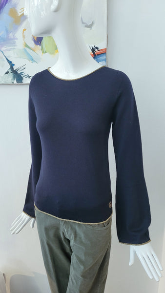 Pulli mit Goldrand (d. blau)