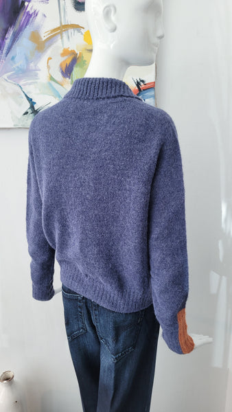 Pulli mit Kragen und Details (blau meliert)