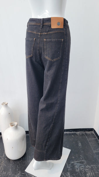 Jeans mit Steppdetails (schwarz/braun)