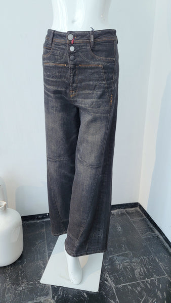 Jeans mit Steppdetails (schwarz/braun)