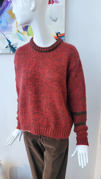 Pulli mit Details overs. (braun/rot mel.)