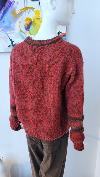Pulli mit Details overs. (braun/rot mel.)