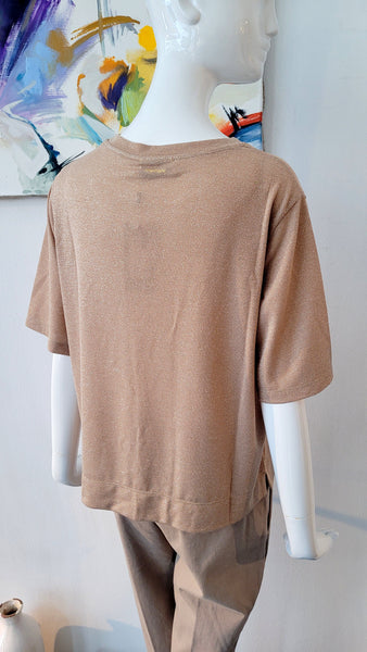 Shirt overs. mit Lurex (beige)