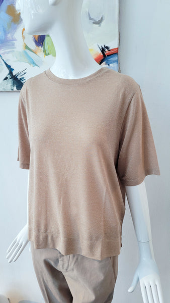 Shirt overs. mit Lurex (beige)