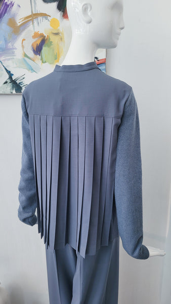 Cardigan Strick und Plisse (taubenblau)