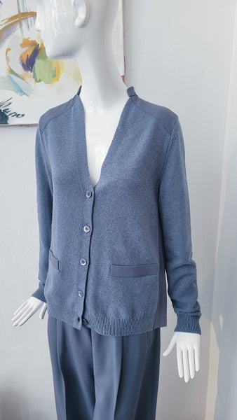 Cardigan Strick und Plisse (taubenblau)