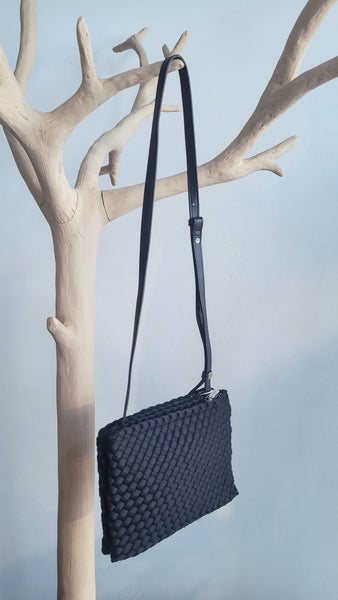 Tasche mit Doppelfächern & Gurt, waschbar (schwarz)