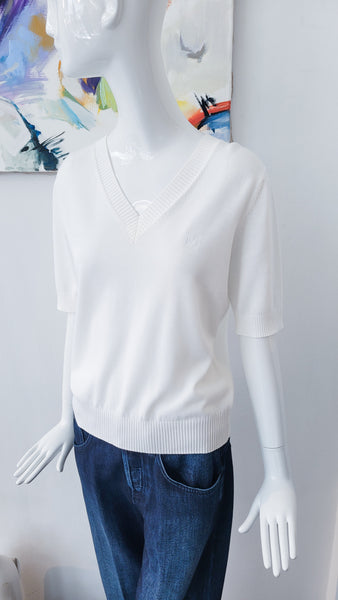 Pulli V mit Seide (creme)