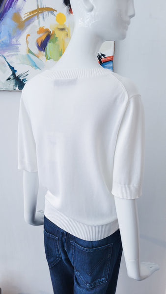 Pulli V mit Seide (creme)