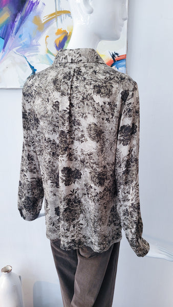 Bluse in Print Toile de Jouy-Art (d. khaki)