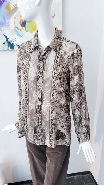 Bluse in Print Toile de Jouy-Art (d. khaki)