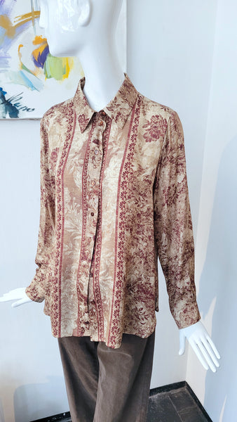 Bluse in Print Toile de Jouy ( d.rot/beige)