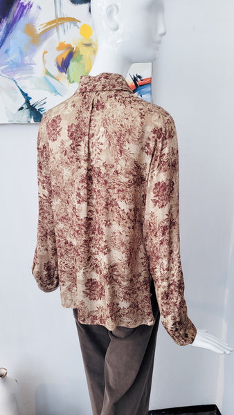 Bluse in Print Toile de Jouy ( d.rot/beige)
