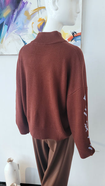 Pulli mit Muster overs. (schoko/eisblau)
