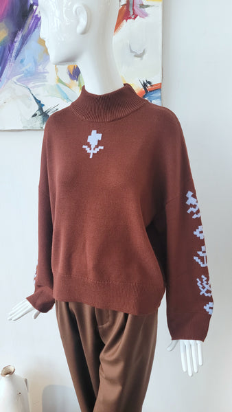 Pulli mit Muster overs. (schoko/eisblau)