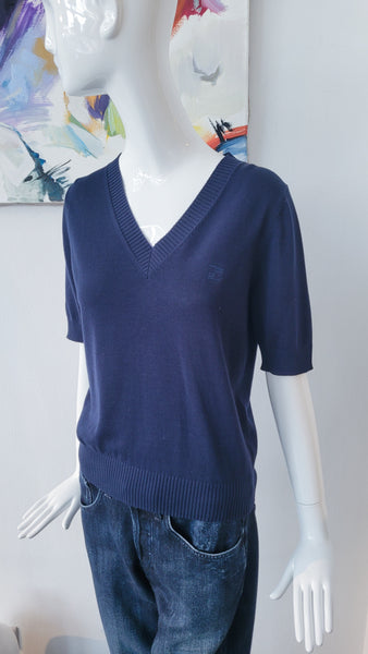 Pulli V  mit Seide (dunkelblau)