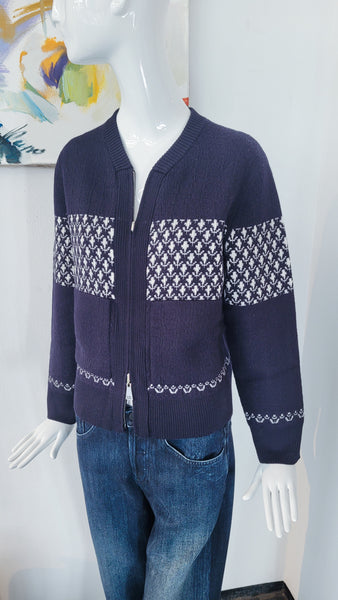 Strickjacke doubleface (blau/ecru)