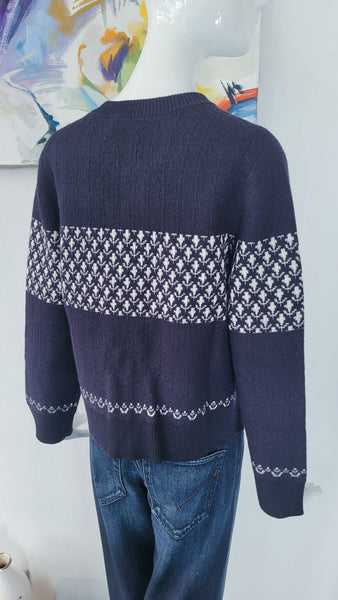 Strickjacke doubleface (blau/ecru)
